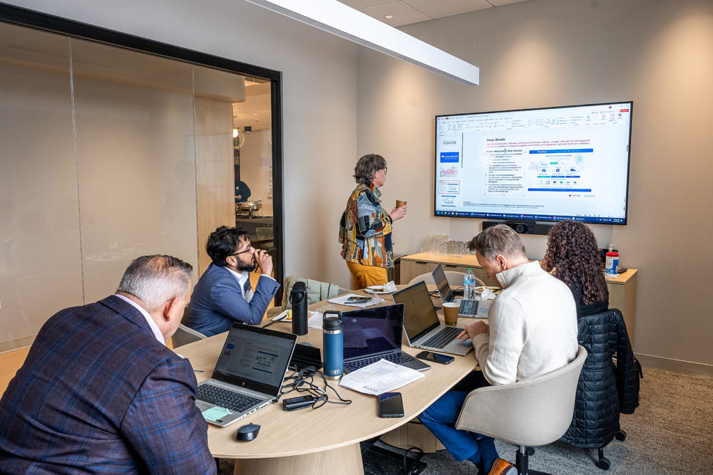 brainstorming in a group review a presentation
